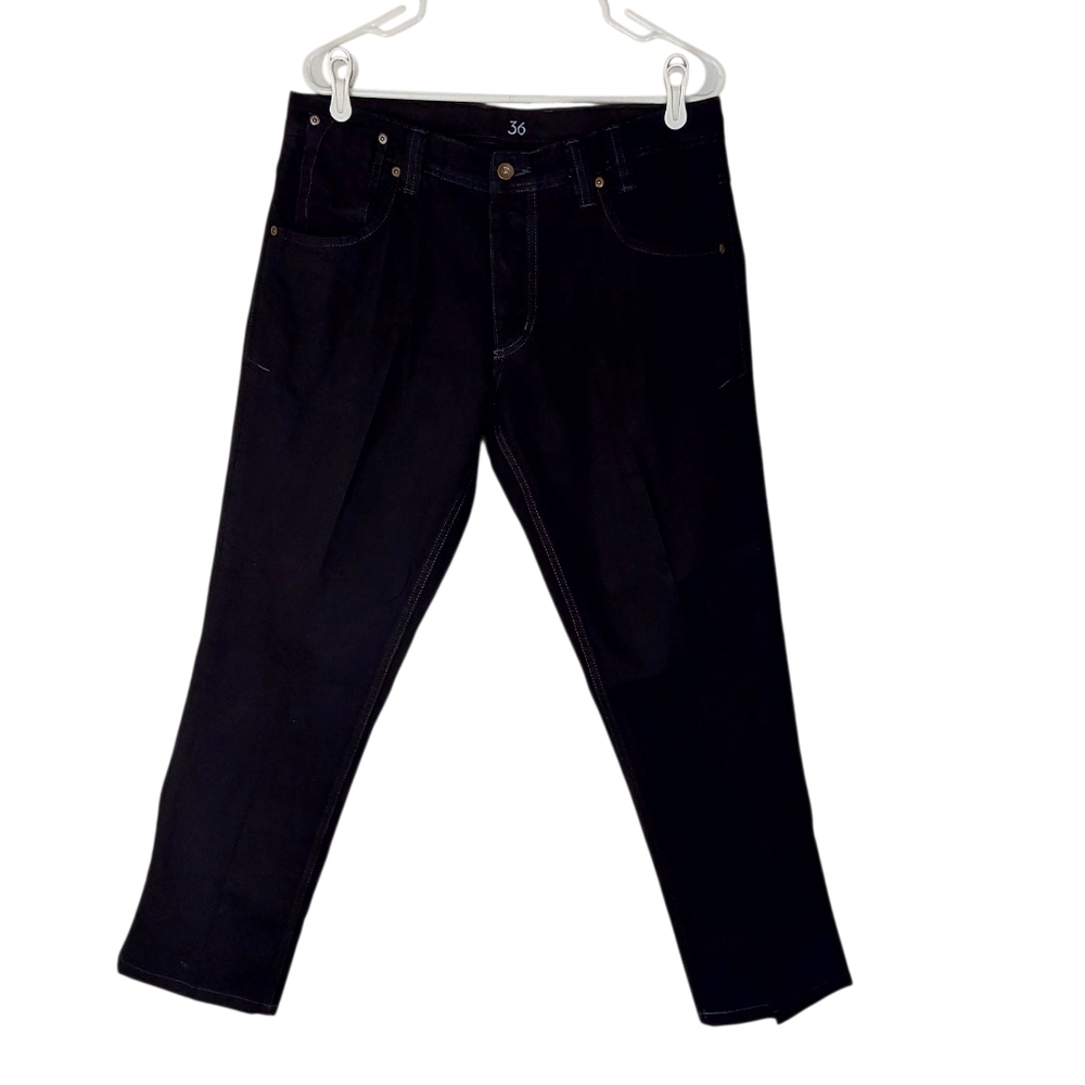 Nau Mens Button Fly Jeans Black Size 36 Straight Leg Denim